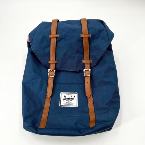 Herschel Retreat Backpack in Navy Blue Drawstring Top Laptop Slot
